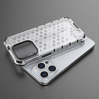 Honeycomb Transparent Hybrid TPU Hard Armor Case For iPhone 14 13 12 series