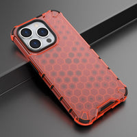 Honeycomb Transparent Hybrid TPU Hard Armor Case For iPhone 14 13 12 series