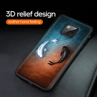 Luxury Fashion Fishes Soft Leather Anti-knock Shock-Proof Case For Huawei Mate 20 Pro P20 P30 Pro Mate 10 20 Pro