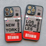 Fashion Design New York Seoul Tokyo Boarding Pass Ticket Case for iPhone 14 13 12 series