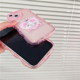 Loving Kittens Lucky Cute Club Pink Heart Transparent Soft Case For iPhone 14 13 12 series