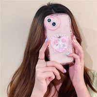 Loving Kittens Lucky Cute Club Pink Heart Transparent Soft Case For iPhone 14 13 12 series