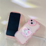 Loving Kittens Lucky Cute Club Pink Heart Transparent Soft Case For iPhone 14 13 12 series