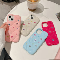 Glitter Diamond Rhombus Lattice Love Heart Case For iPhone 14 13 12 series