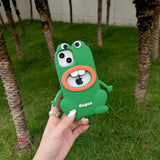 Big Mouth Green Frog Cartoon Silica Gel Case For iPhone 14 13 12 series