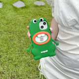 Big Mouth Green Frog Cartoon Silica Gel Case For iPhone 14 13 12 series