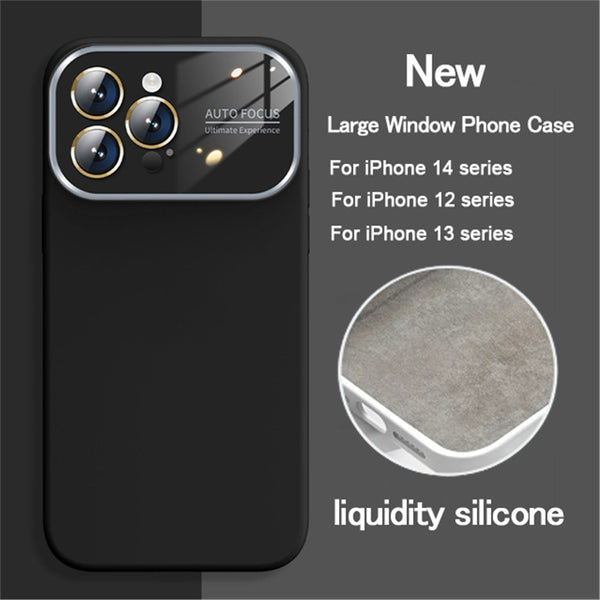 Liquid Silicone Glass Large Window Lens Protection Case For iPhone 14 13 12 series