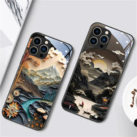 Japan Mount Fuji Natural Landscape Sound Control LED Flash Cases For iPhone 15 14 13 series