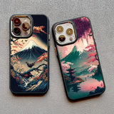 Japanese Aesthetic Mount Fuji Nature Landscape Silicone Soft TPU Case For iPhone 15 14 13 series