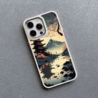 Japanese Aesthetic Mount Fuji Landscape Silicone Case For iPhone 15 14 13 series