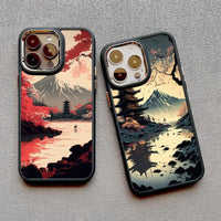 Japanese Aesthetic Mount Fuji Landscape Silicone Case For iPhone 15 14 13 series