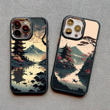 Japanese Aesthetic Mount Fuji Landscape Silicone Case For iPhone 15 14 13 series