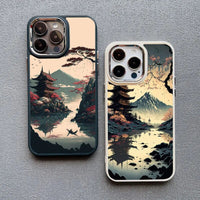 Japanese Aesthetic Mount Fuji Landscape Silicone Case For iPhone 15 14 13 series