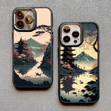 Japanese Aesthetic Mount Fuji Landscape Silicone Case For iPhone 15 14 13 series