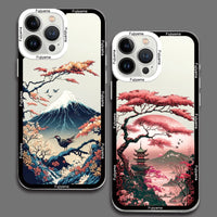 Japanese Aesthetic Mount Fuji Landscape TPU Case For iPhone 14 13 12 series