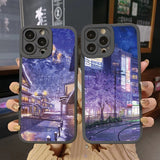 Japanese Anime Street View Scenery Soft Case for iPhone 14 13 12 series