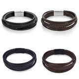 Fashion Genuine Leather Bracelet Men Stainless Steel Bracelets Braided Rope Chain for Male Jewelry Vintage Gifts
