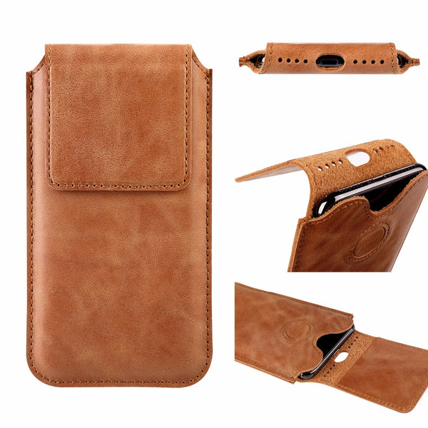 Handmade Genuine Leather Phone Pounch Vintage For iPhone X