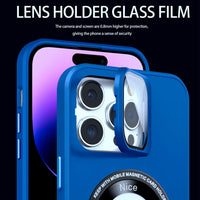Magsafe Lens Glass Film Stand Hard PC Case for iPhone 15 14 13 12 series