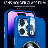 Magsafe Lens Glass Film Stand Hard PC Case for iPhone 15 14 13 12 series