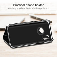 Crystal Clear Plain Mirror Flip Smart Case For iPhone X 8 7 6 6s Plus