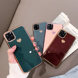 Electroplated Love Heart Phone Case Soft TPU Silicone Back Cover For iPhone 11 Pro Max