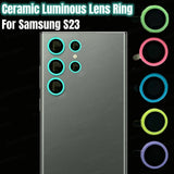 Glossy Luminous Ceramic Lens Rings Tempered Glass Film Cap Sticker For Samsung Galaxy S23 series