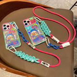 Cute Graffiti Crossbody Lanyard Soft Silicone Case For iPhone 14 13 12 series