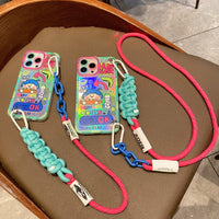 Cute Graffiti Crossbody Lanyard Soft Silicone Case For iPhone 14 13 12 series