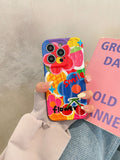 Korean 3D Graffiti Flower Cute Full Lens Protective Soft Case For iPhone 14 13 12 series