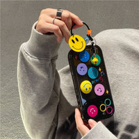 Cute Mirror Smiley Keychain Lens Protection Clear Soft Case For iPhone 14 13 12 series