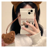 Korean Cartoon Dog Plush Bear Case For iPhone 14 13 12 series