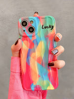 Good Lucky Colorful Rainbow Silicone Case For iPhone 14 13 12 series