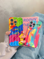 Good Lucky Colorful Rainbow Silicone Case For iPhone 14 13 12 series