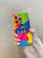 Good Lucky Colorful Rainbow Silicone Case For iPhone 14 13 12 series