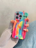Good Lucky Colorful Rainbow Silicone Case For iPhone 14 13 12 series