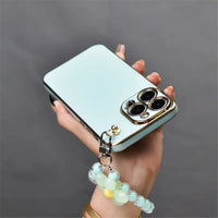 Korean Flower Bracelet Plating Silicone Soft Case For iPhone 15 14 13 12 series