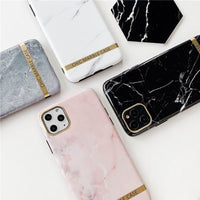 Fashion Glossy Gold Bar Texture Marble High quality Soft IMD Case for iphone 11 Series