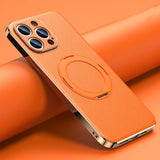 Leather Magnetic Ring Holder Wireless Charging Camera Protective Case For iPhone 15 series