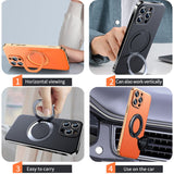 Leather Magnetic Ring Holder Wireless Charging Camera Protective Case For iPhone 15 series
