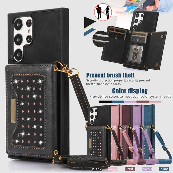 Lanyard Zipper Wallet Leather Case For Samsung Galaxy S23 S22 S21 series