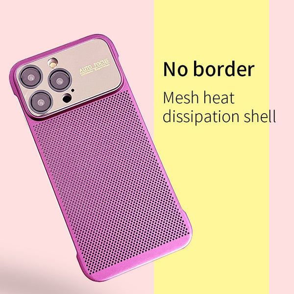 Large Lens Borderless Heat Dissipation Mesh Cooling Shockproof Case For iPhone 14 13 12 series