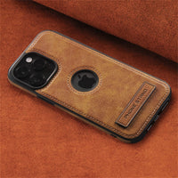 Leather Folding Bracket Holder Slim Kickstand Shockproof Soft Case for iPhone 14 13 12 series