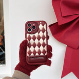 Leather Rhombus Silicone Frame Case For iPhone 14 13 12 series
