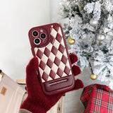 Leather Rhombus Silicone Frame Case For iPhone 14 13 12 series