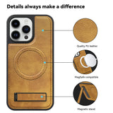 2024 Leather Hidden Stand Magsafe Phone Case For iPhone 15 14 13 Series