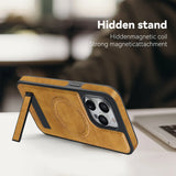 2024 Leather Hidden Stand Magsafe Phone Case For iPhone 15 14 13 Series