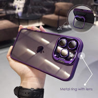 Lens Metal Ring Protector Stand Transparent Shockproof Case For iPhone 14 13 12 series