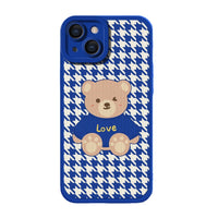 Love Bear Stripped Color Case For iPhone 14 13 12 series