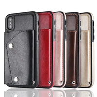 Leather Card Slot Holder Case For iPhone X 8 7 6 Plus
